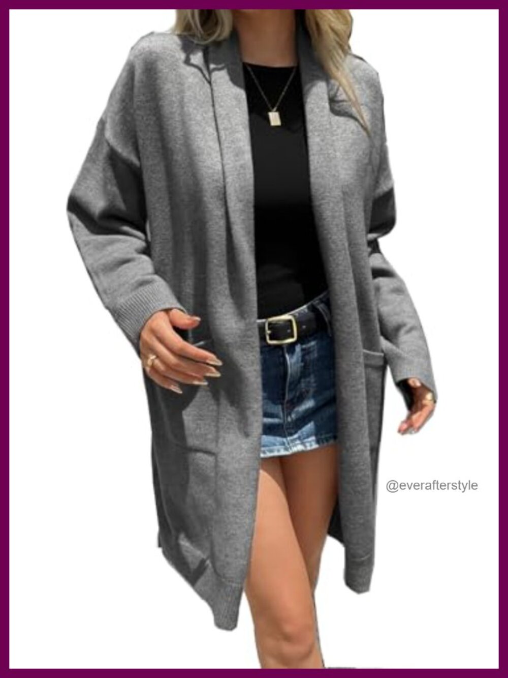 Womens Oversized Open Front Long Cardigan Soft Knit Sweater with Pockets